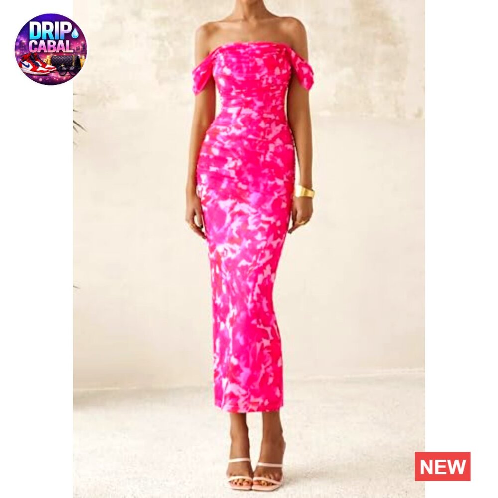 Polyester Elastane Mesh Off Shoulder Ruched Bodyc… - image 6